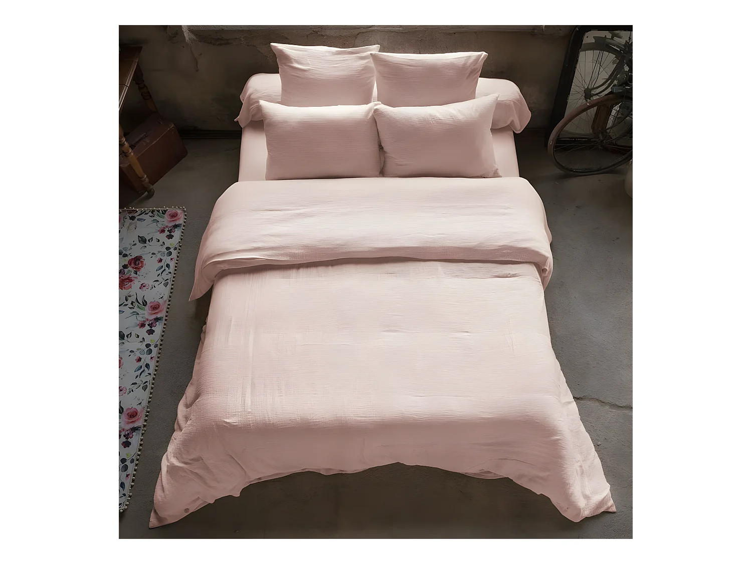 Housse de couette 220x240 cm en Gaze de coton Guimauve