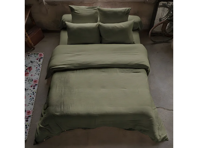 Housse de couette 140x200 cm en Gaze de coton Romarin