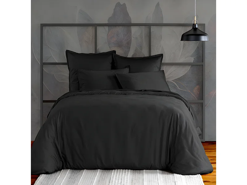 Housse de couette 220x240 cm Satin de Coton Noir