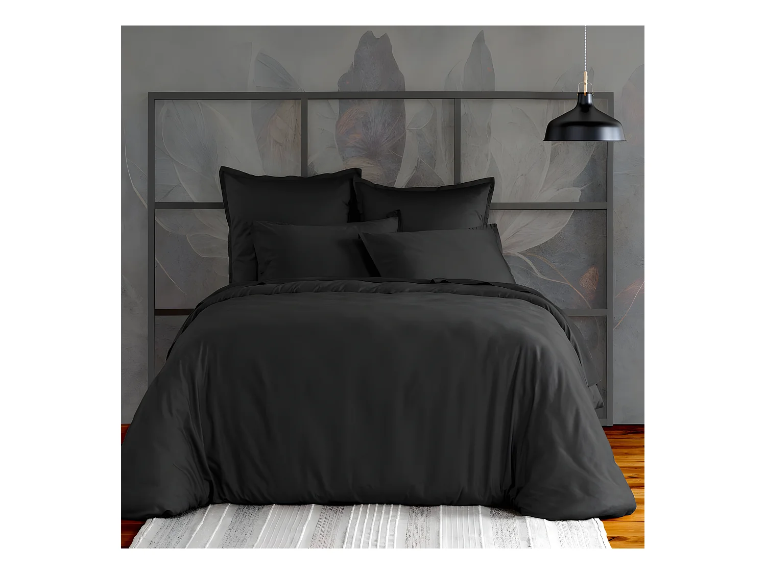 Housse de couette 220x240 cm Satin de Coton Noir