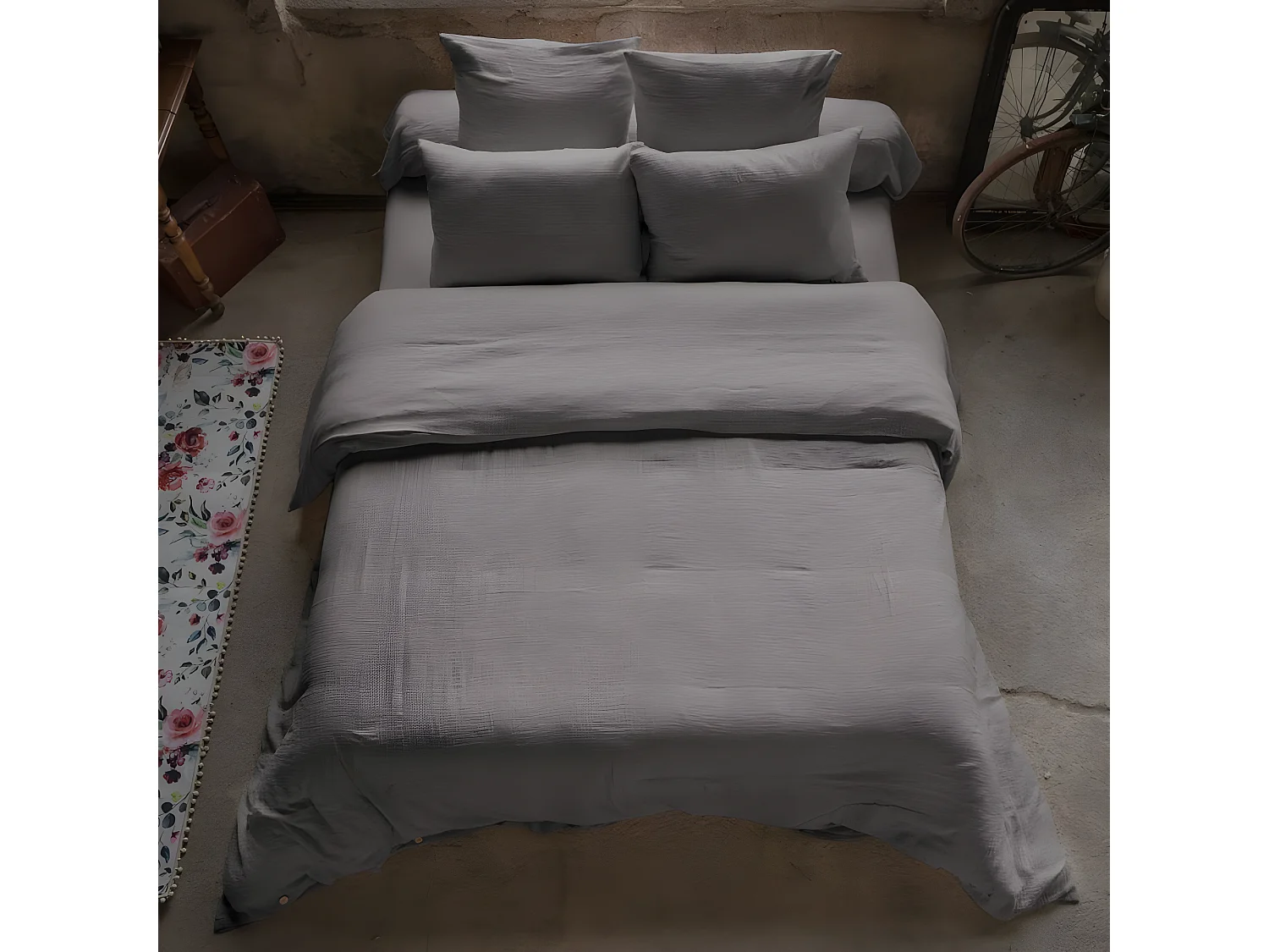 Housse de couette 140x200 cm en Gaze de coton Granit