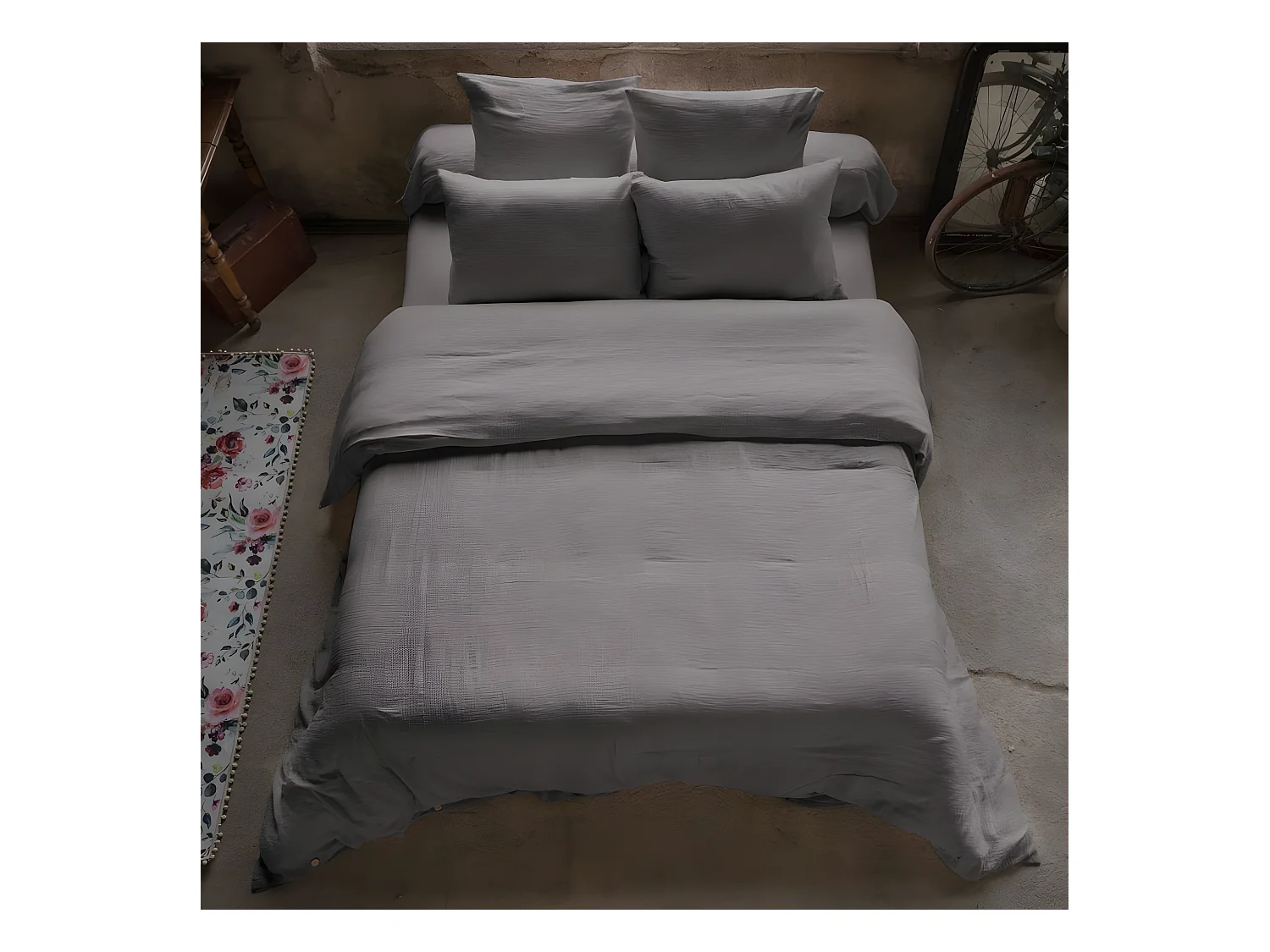 Housse de couette 140x200 cm en Gaze de coton Granit