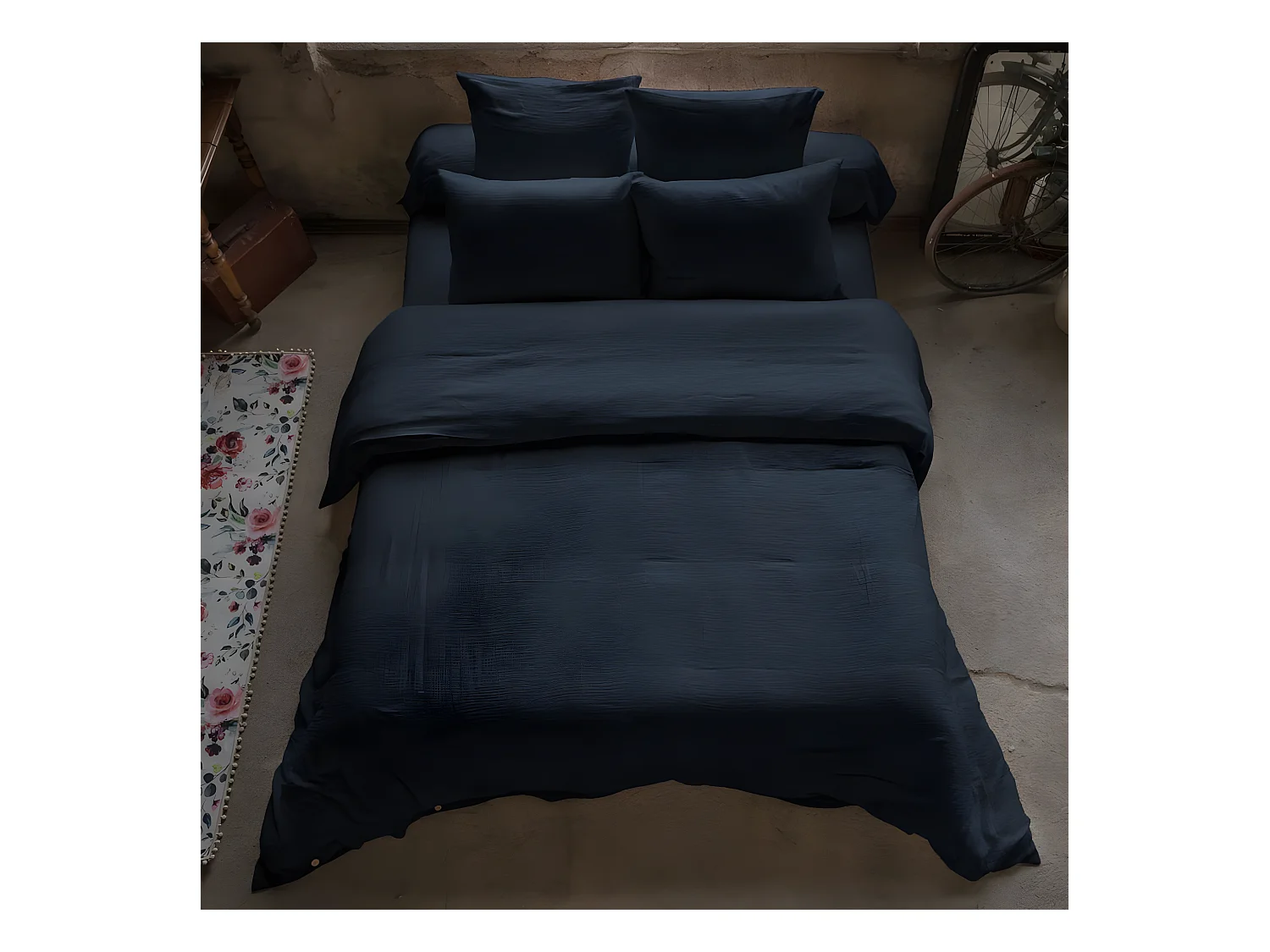 Housse de couette 140x200 cm en Gaze de coton Minuit