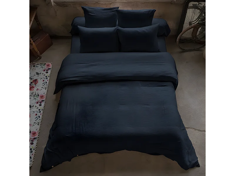 Housse de couette 240x260 cm en Gaze de coton Minuit