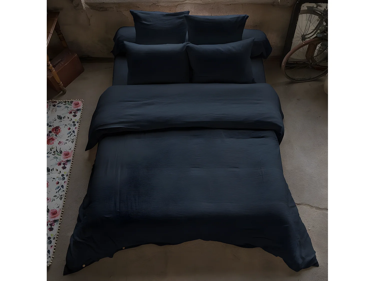 Housse de couette 240x260 cm en Gaze de coton Minuit