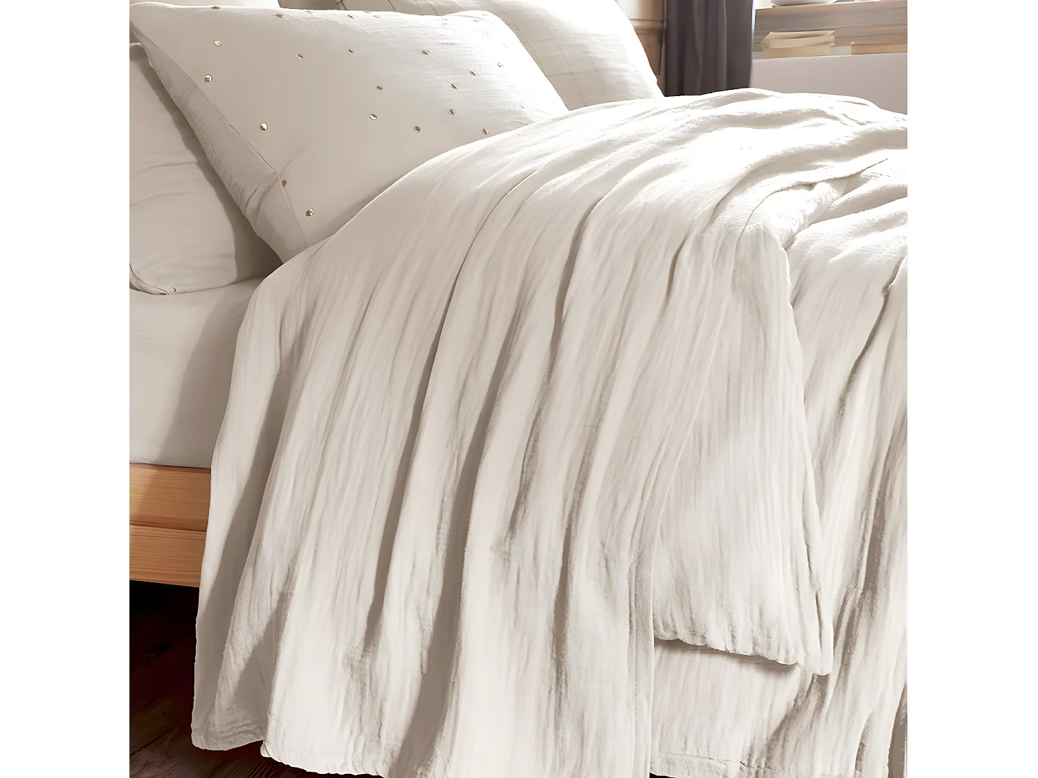 Drap plat 240x300 cm Gaze de coton Naturel