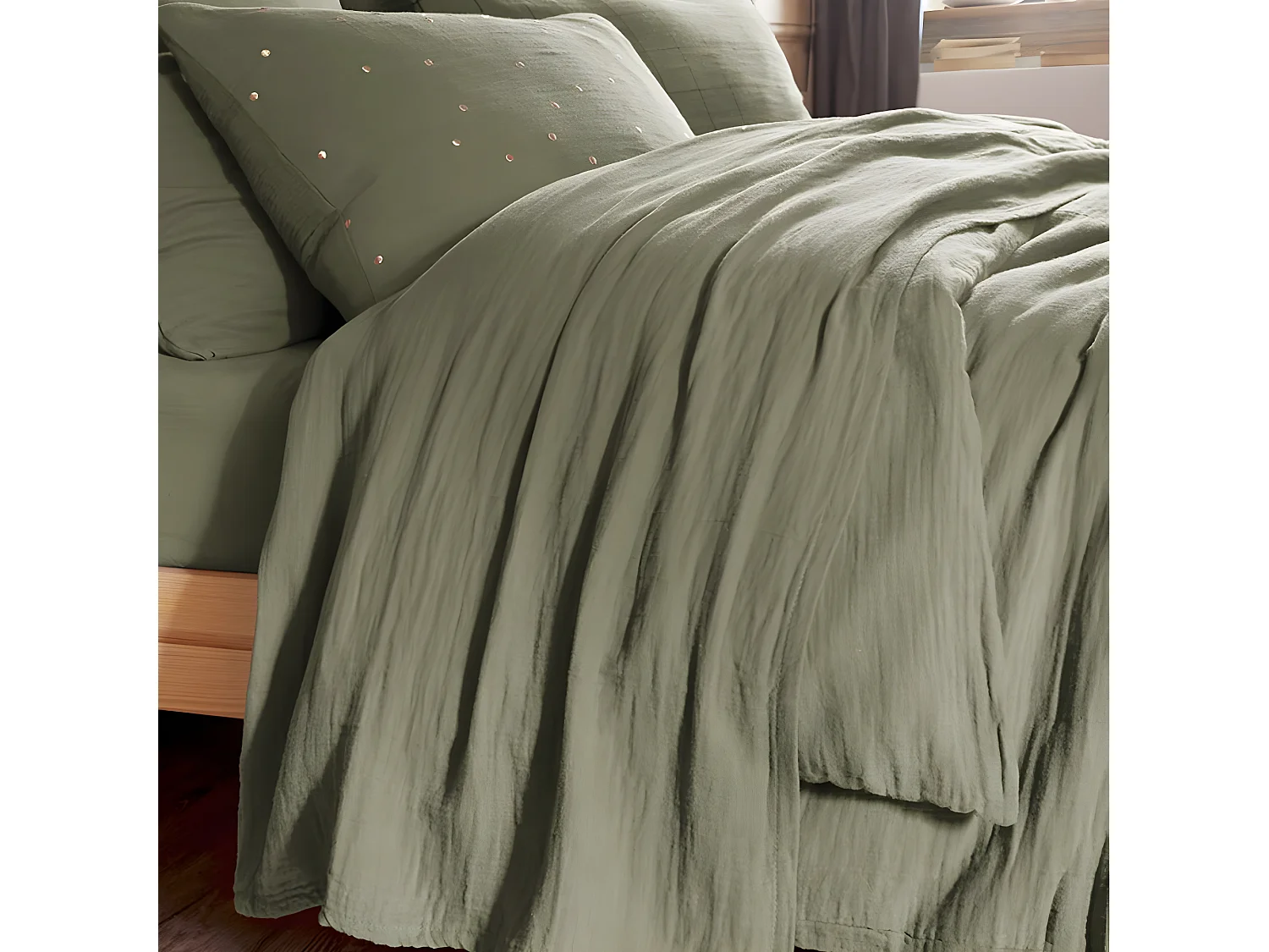 Drap plat 240x300 cm Gaze de coton Romarin