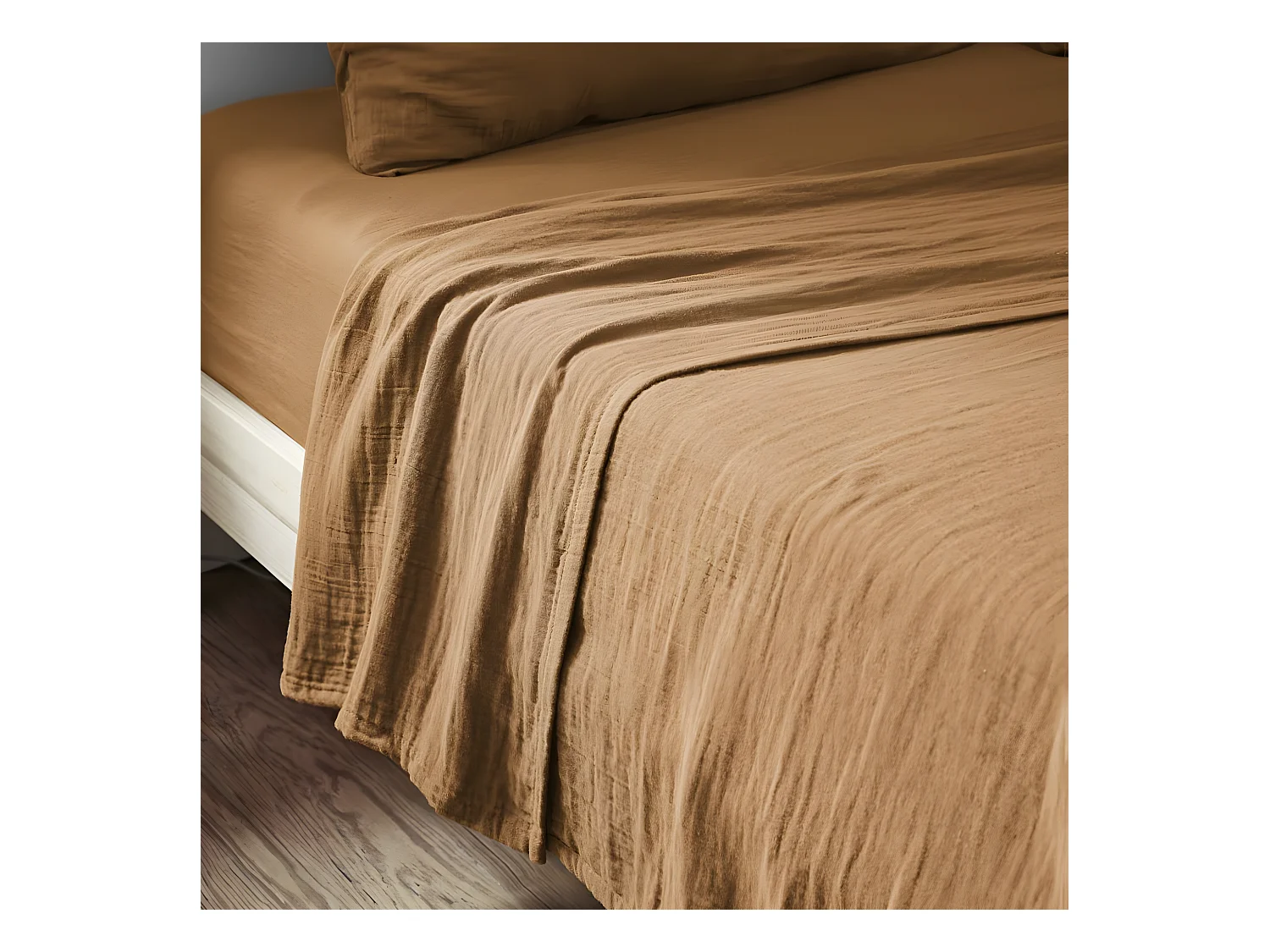 Drap plat 270x300 cm Gaze de coton Camel