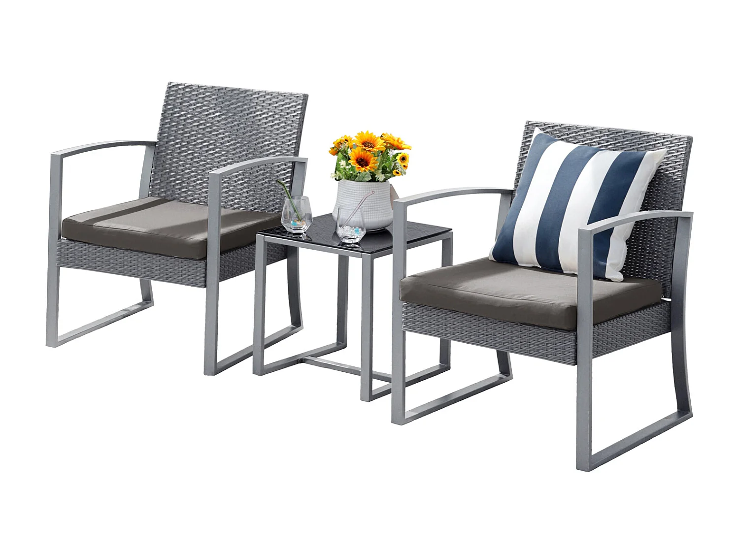 Poly rotin Salon de jardin Ensemble table et fauteuils