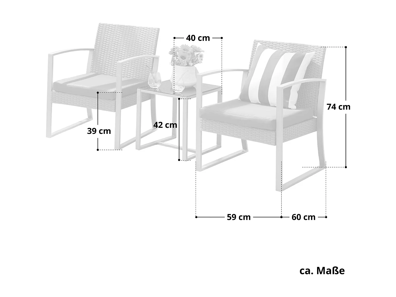 Poly rotin Salon de jardin Ensemble table et fauteuils