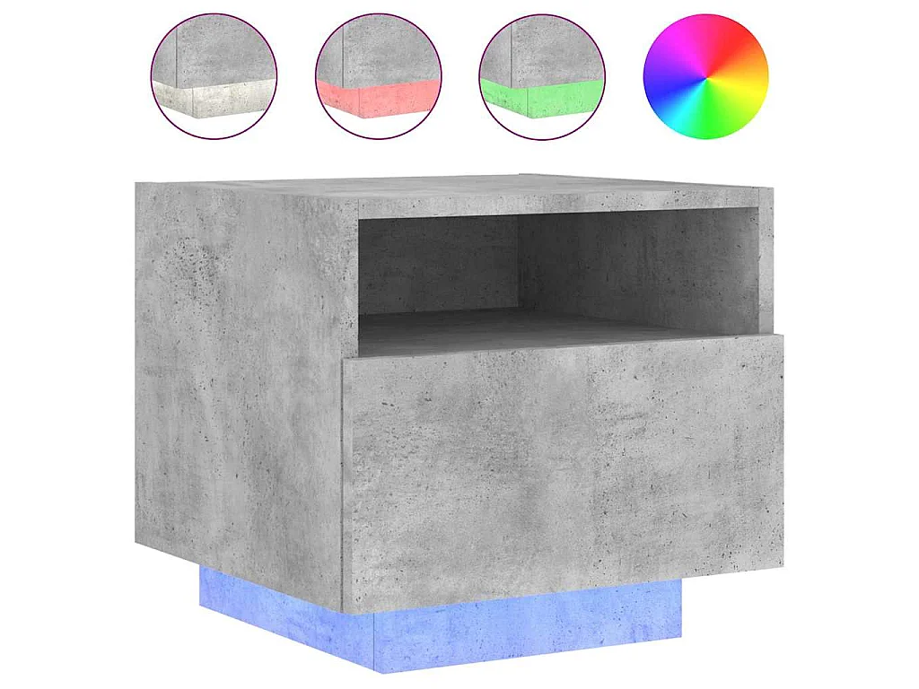 Nachtkastje met LED-verlichting 40x39x37 cm betongrijs