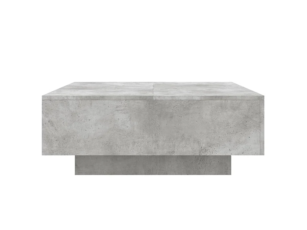 Table basse avec lumières LED gris béton 80x80x31 cm