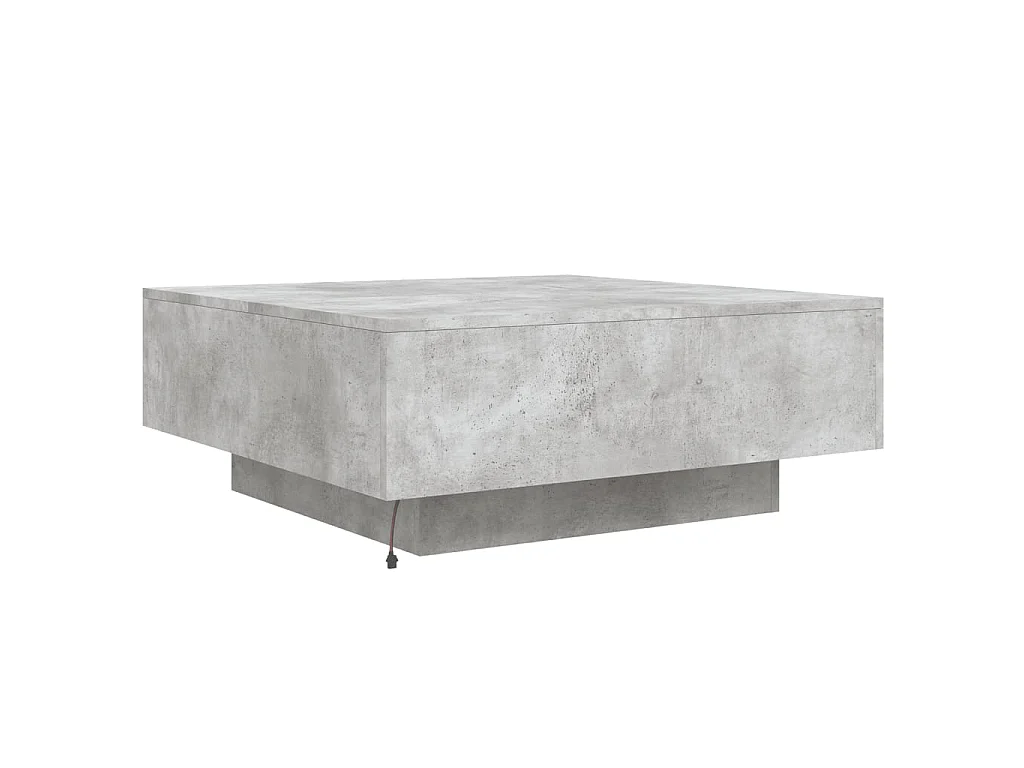 Table basse avec lumières LED gris béton 80x80x31 cm