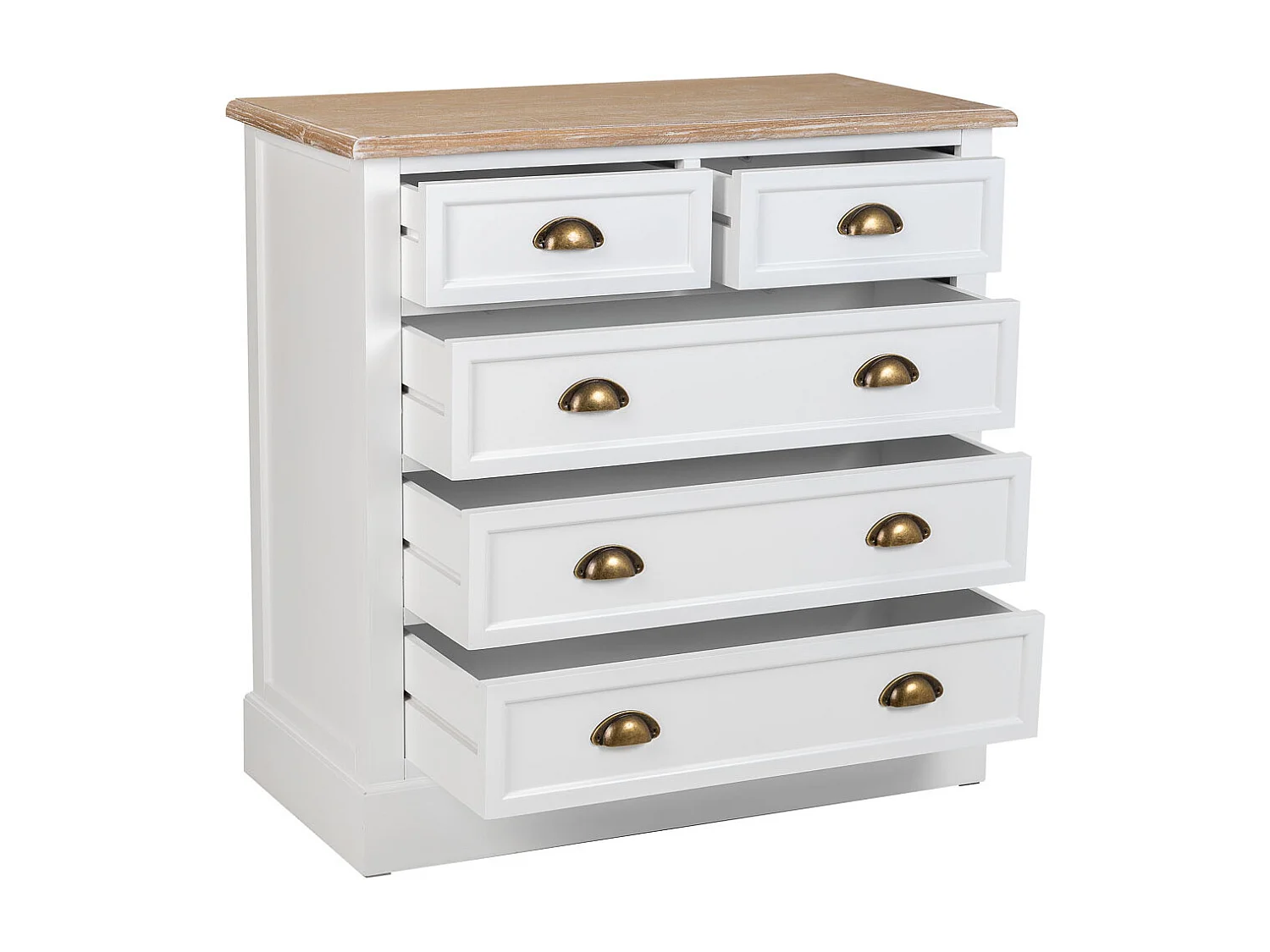 Commode en bois avec 5 tiroirs blanc 80x40x80.5h