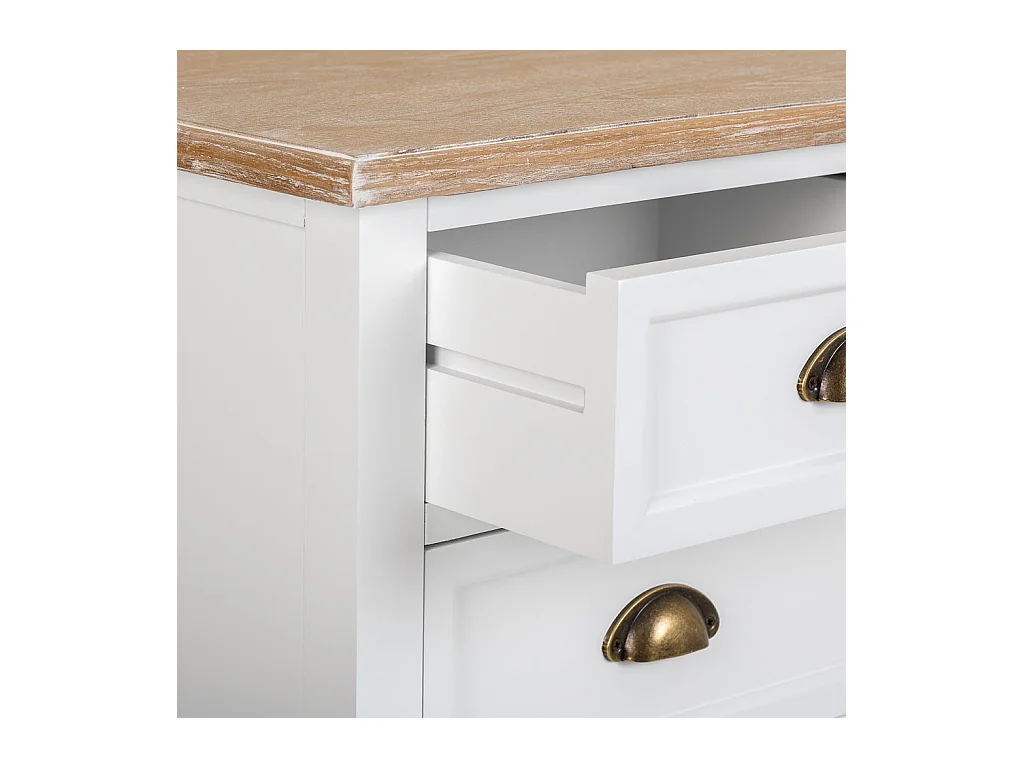 Cómoda de madera de 5 Cajónes blanca 80x40x80.5