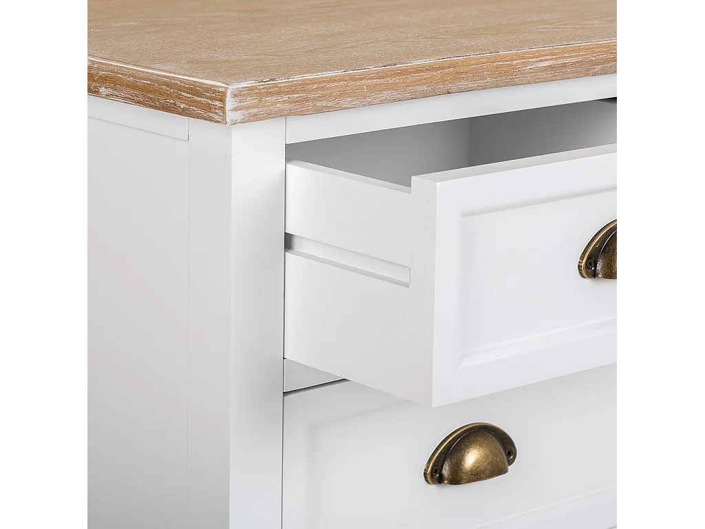 Cómoda de madera de 5 Cajónes blanca 80x40x80.5