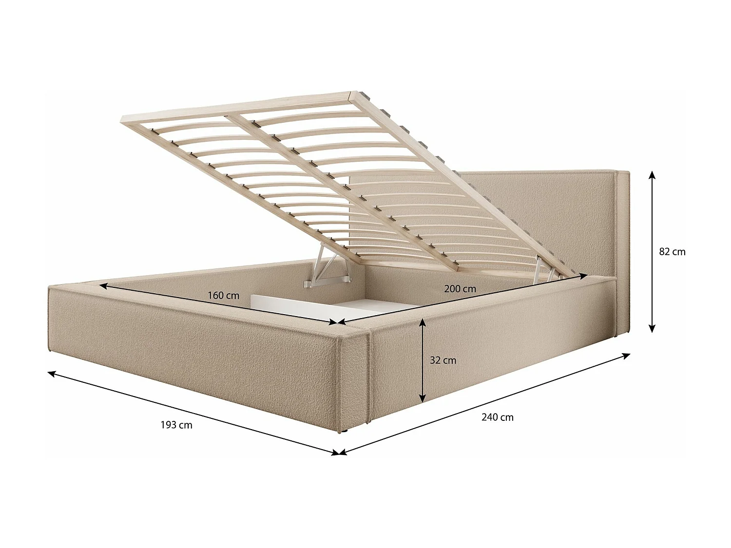 140 cm gestoffeerd tweepersoonsbed - donkergrijs - BOCALIO