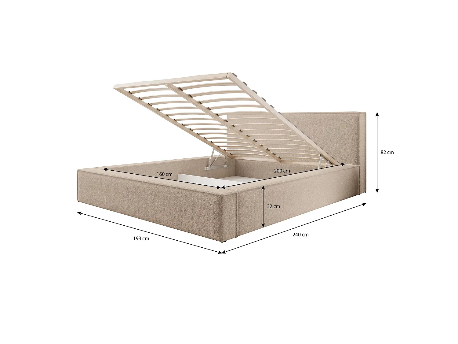 140 cm gestoffeerd tweepersoonsbed - donkergrijs - BOCALIO