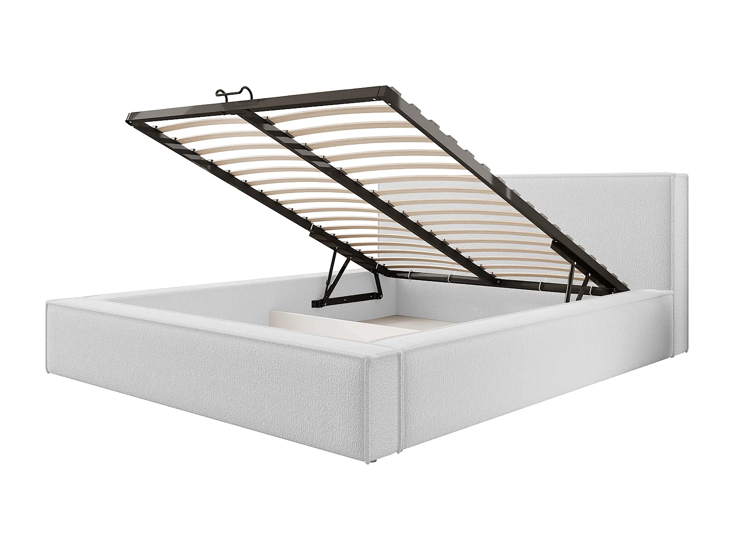 Lit double capitonné 140 cm - gris clair- BOCALIO