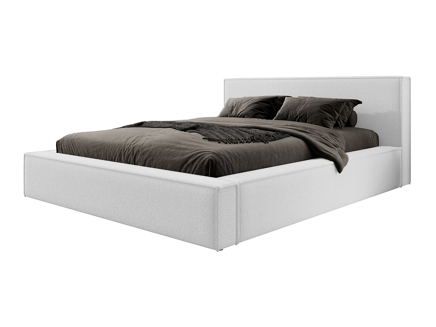 Lit double capitonné 140 cm - gris clair- BOCALIO