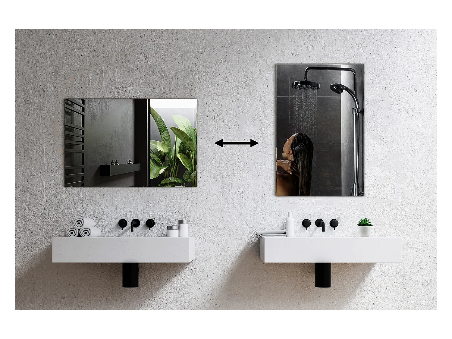 Moderner rechteckiger Spiegel ohne Rahmen 70x50 cm