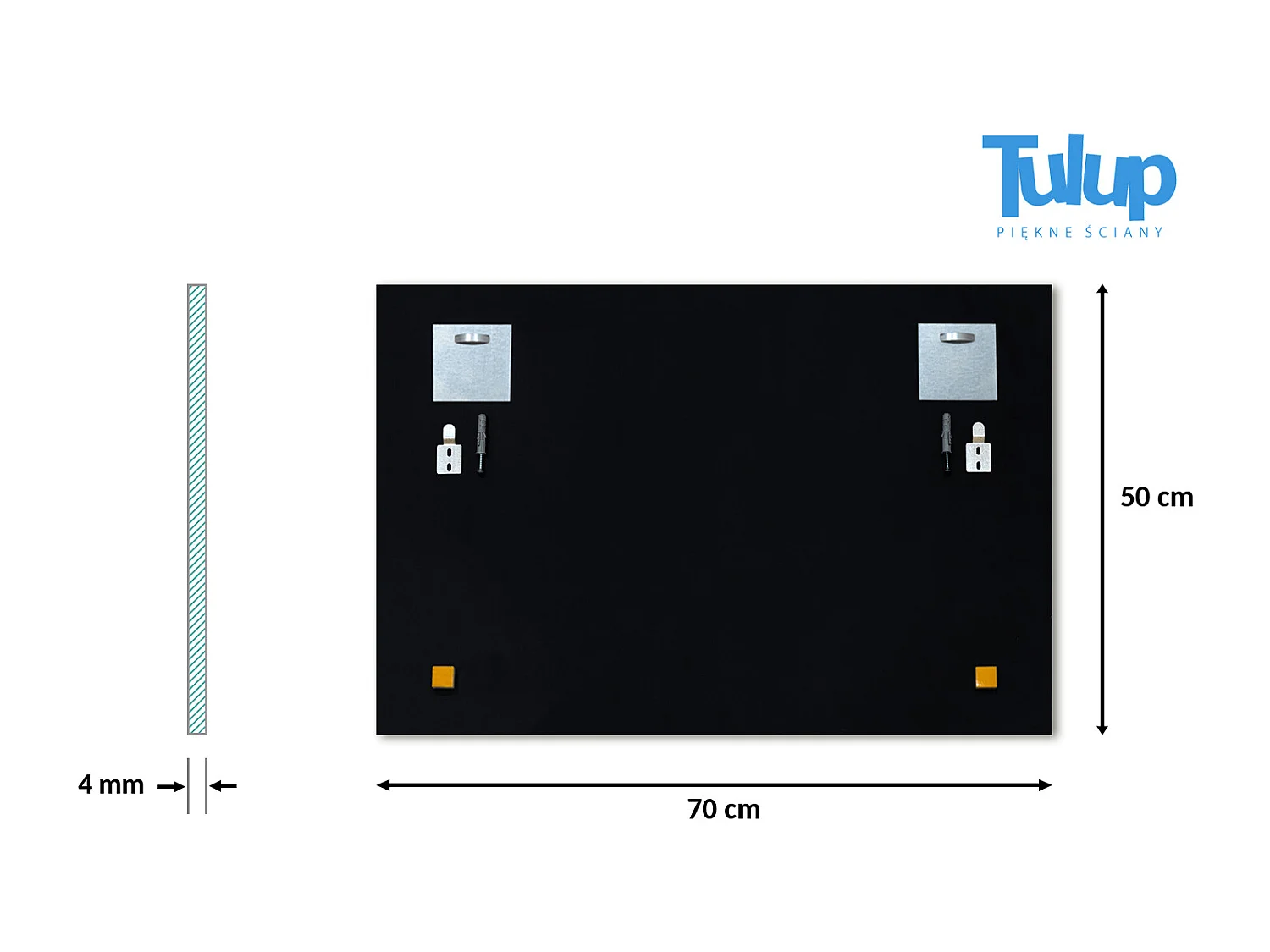 Moderner rechteckiger Spiegel ohne Rahmen 70x50 cm
