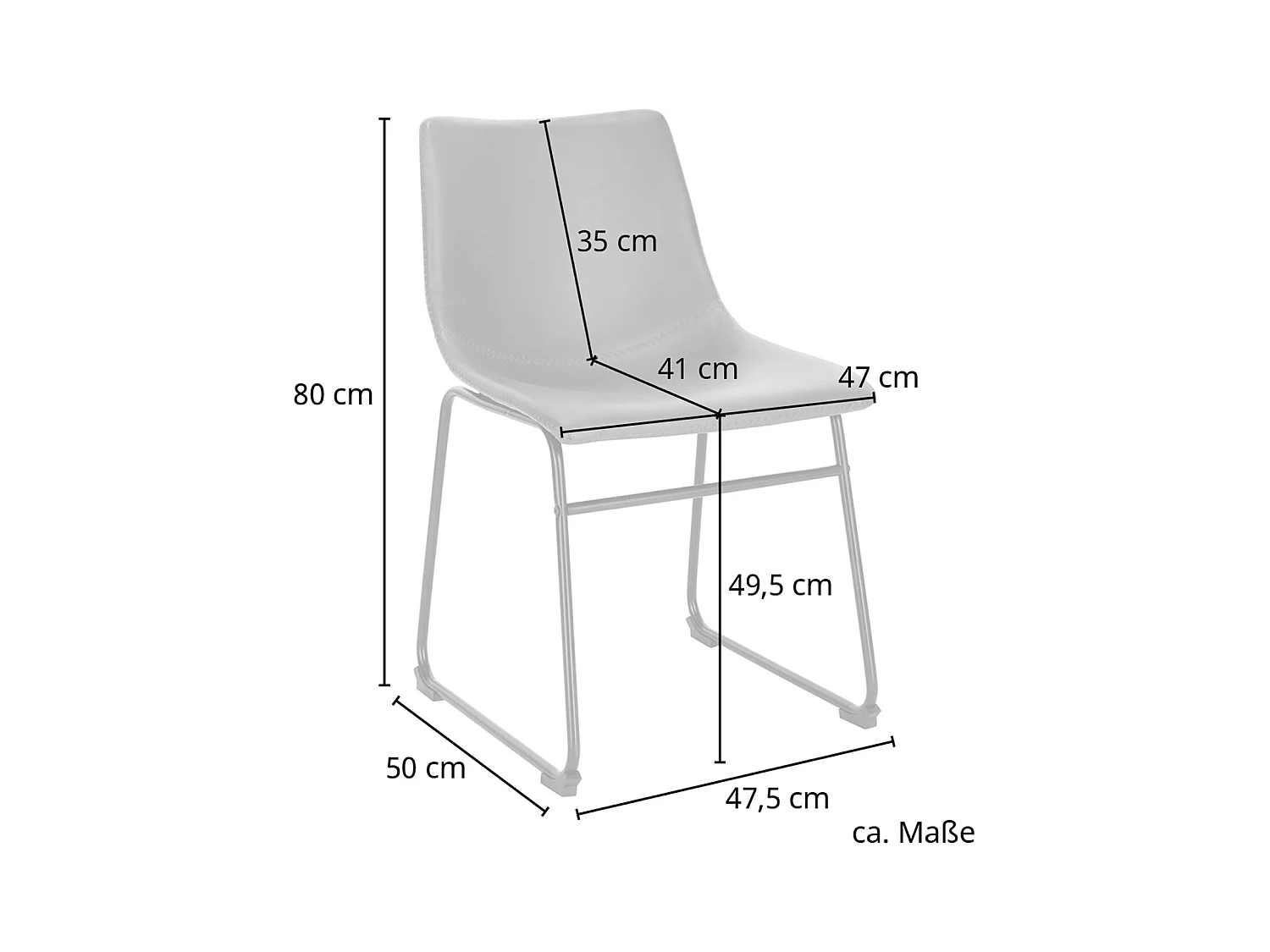 ESSZIMMERSTUHL HARRY 2er Set Kunstleder Cognac