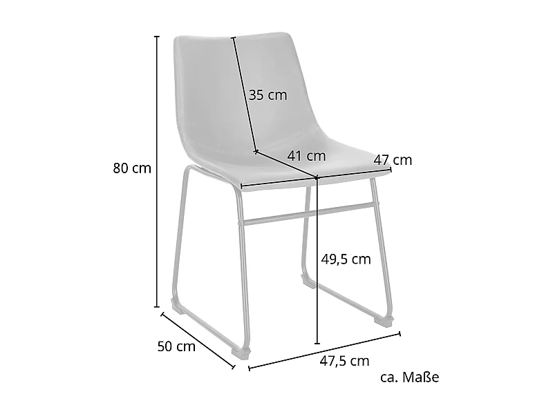 ESSZIMMERSTUHL HARRY 2er Set Kunstleder Cognac