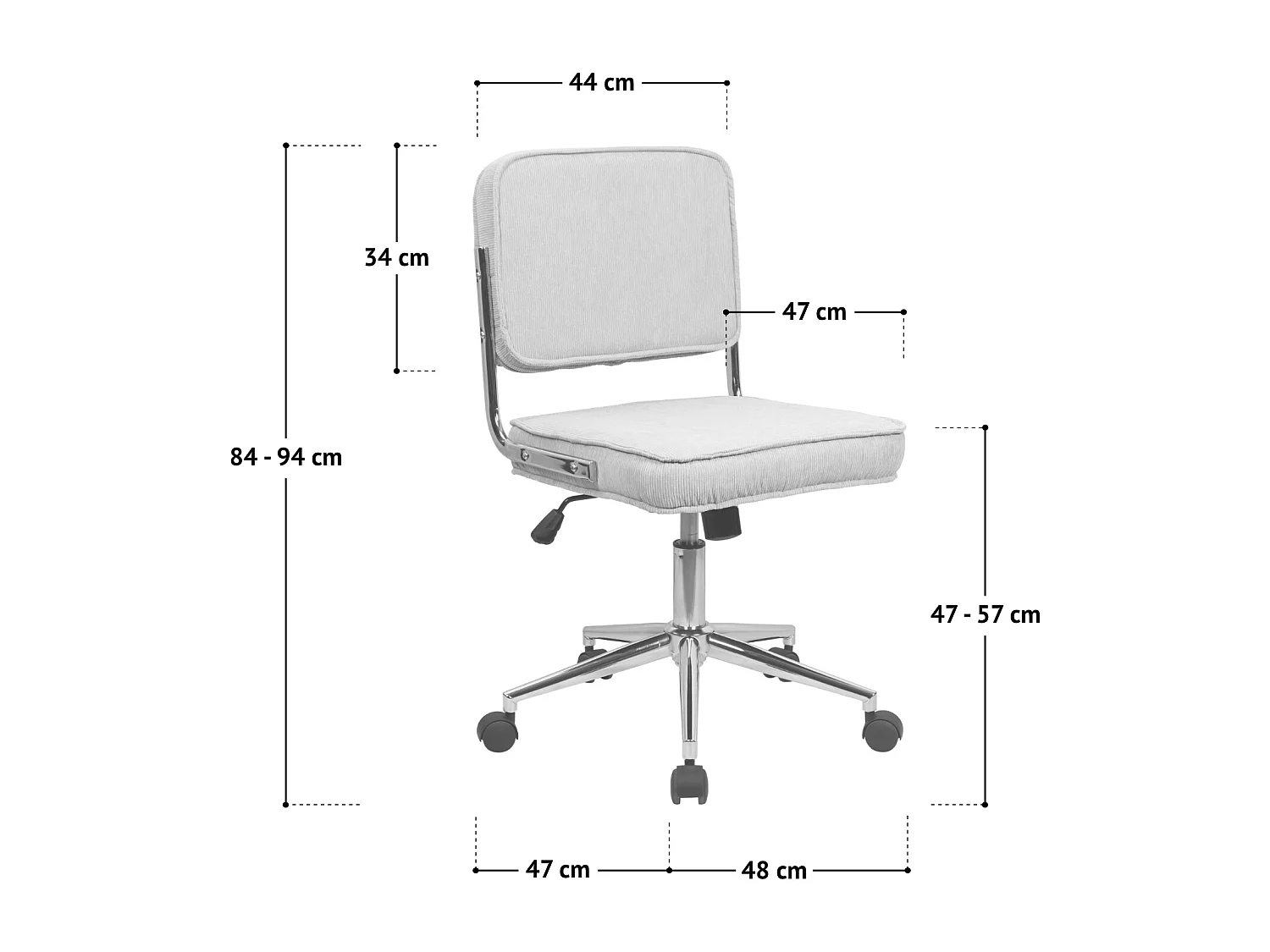 Chaise de bureau réglable en hauteur avec roulettes