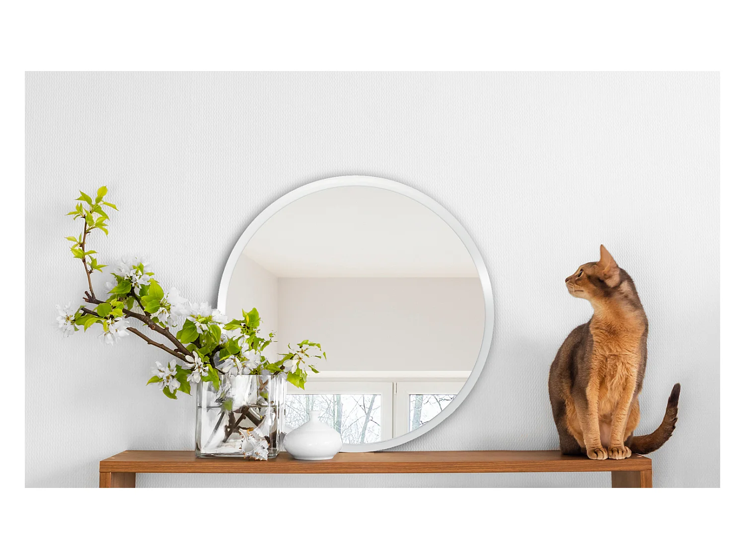 Miroir de salle de bain rond en verre dans cadre 50 cm