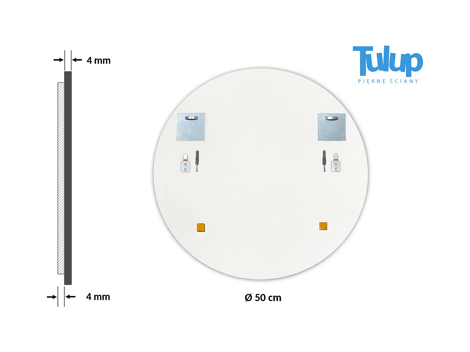 Miroir de salle de bain rond en verre dans cadre 50 cm