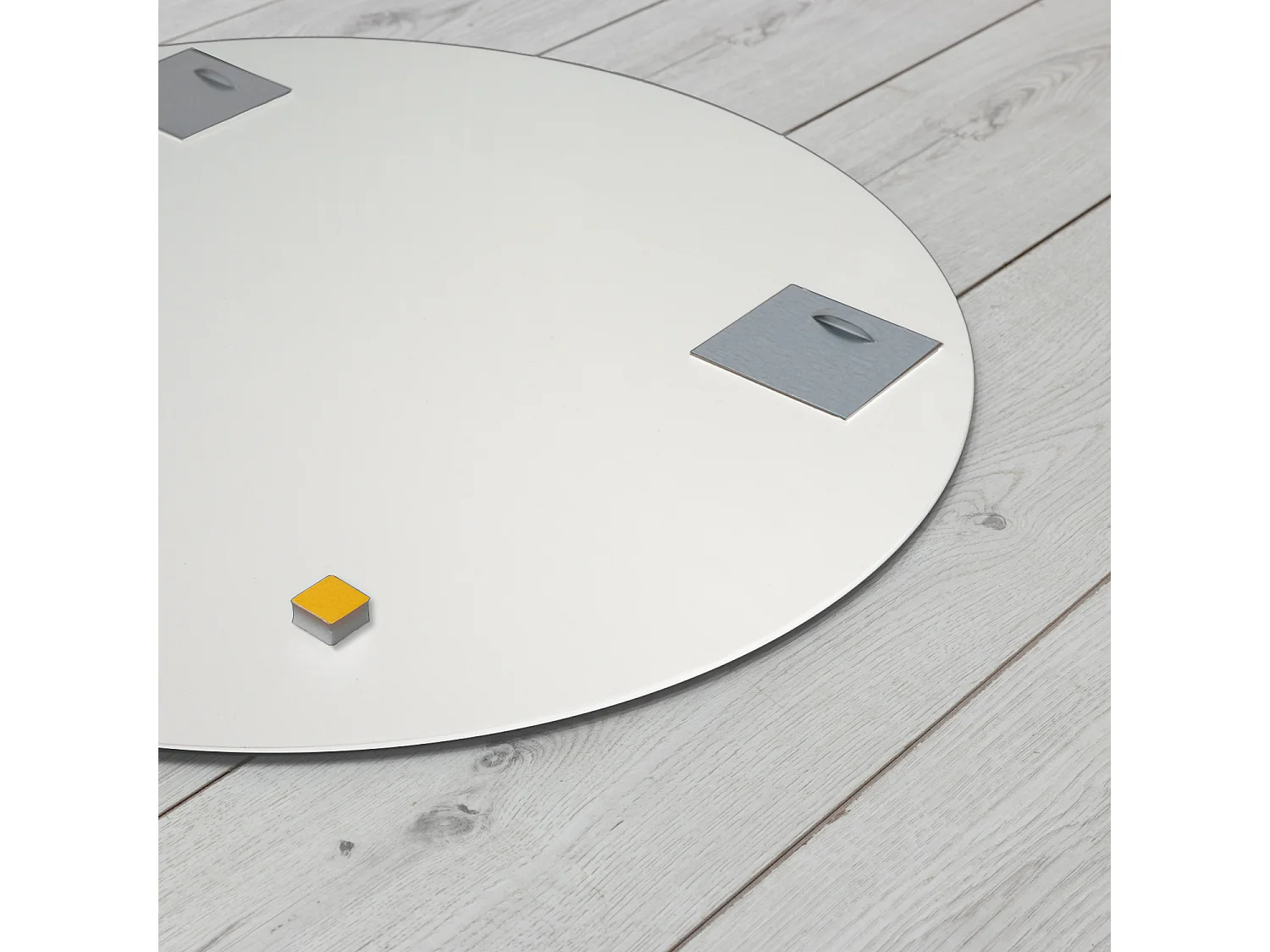 Ronde glazen badkamerspiegel, wit frame, 90 cm