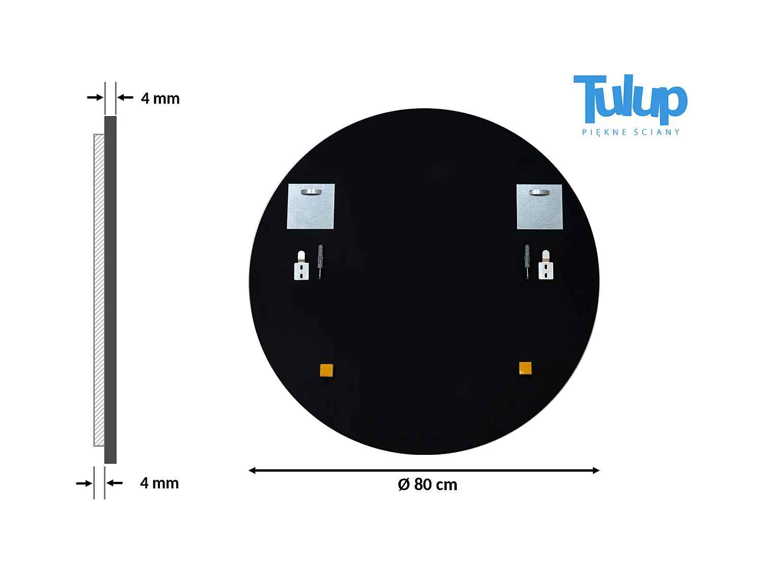 Ronde Loftspiegel in Zwart Wandframe 80 cm
