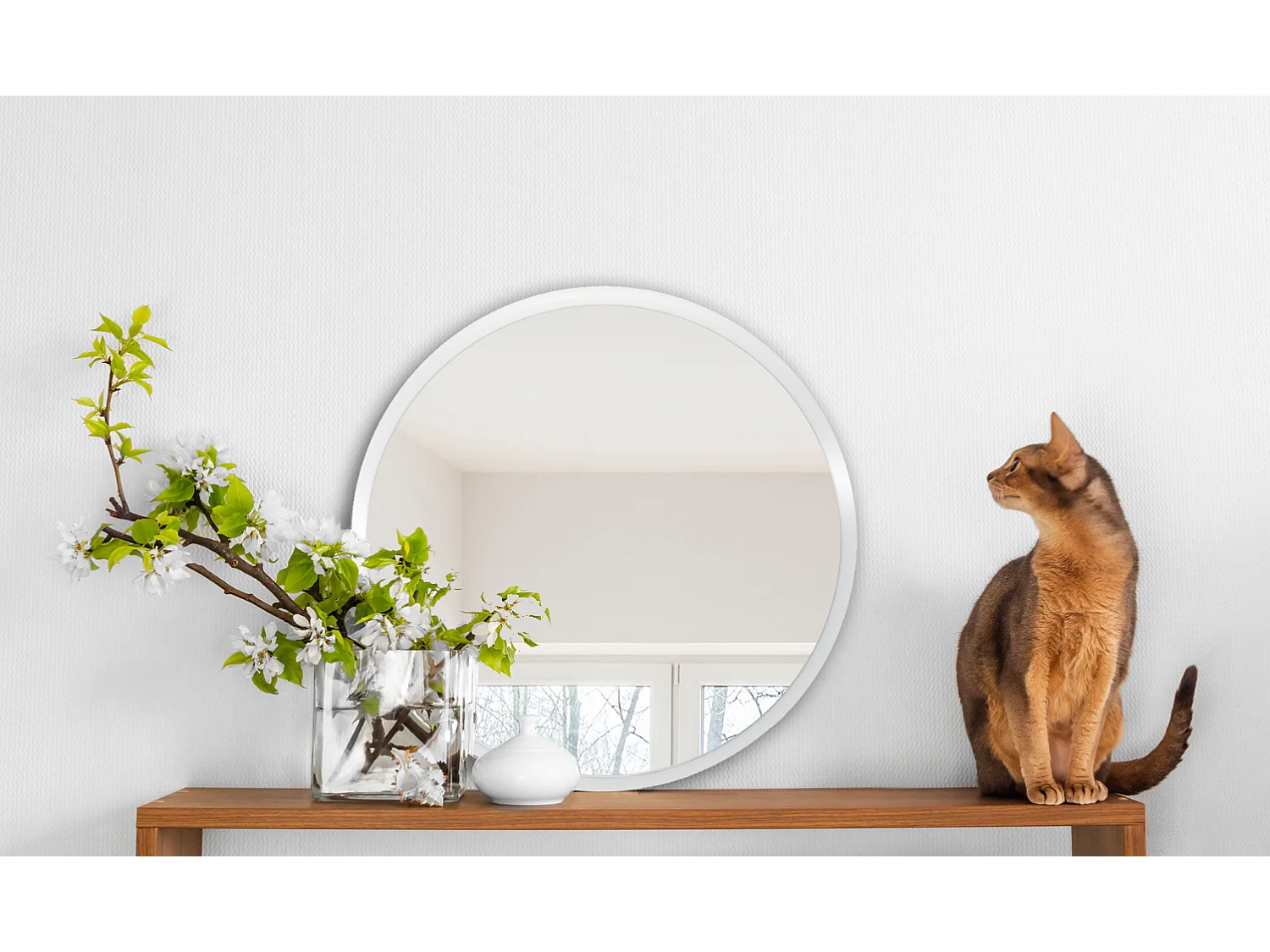 Miroir mural rond Loft avec cadre blanc 100 cm