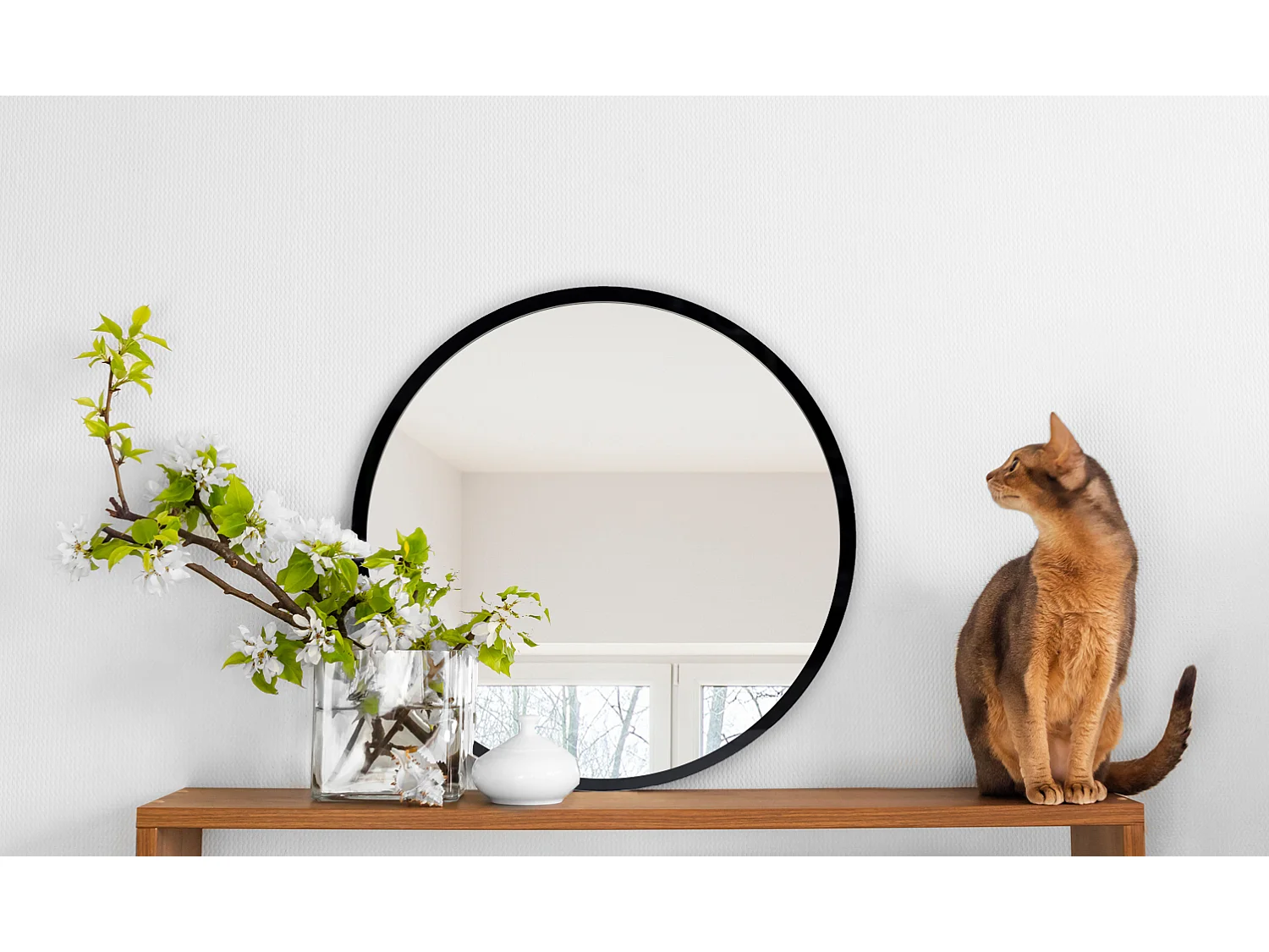 Loft runder Wandspiegel mit schwarzem Rahmen, 40 cm