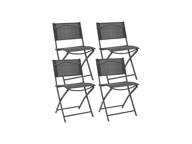 SANAE - Lot de 4 Chaises de Jardin Pliantes Grises