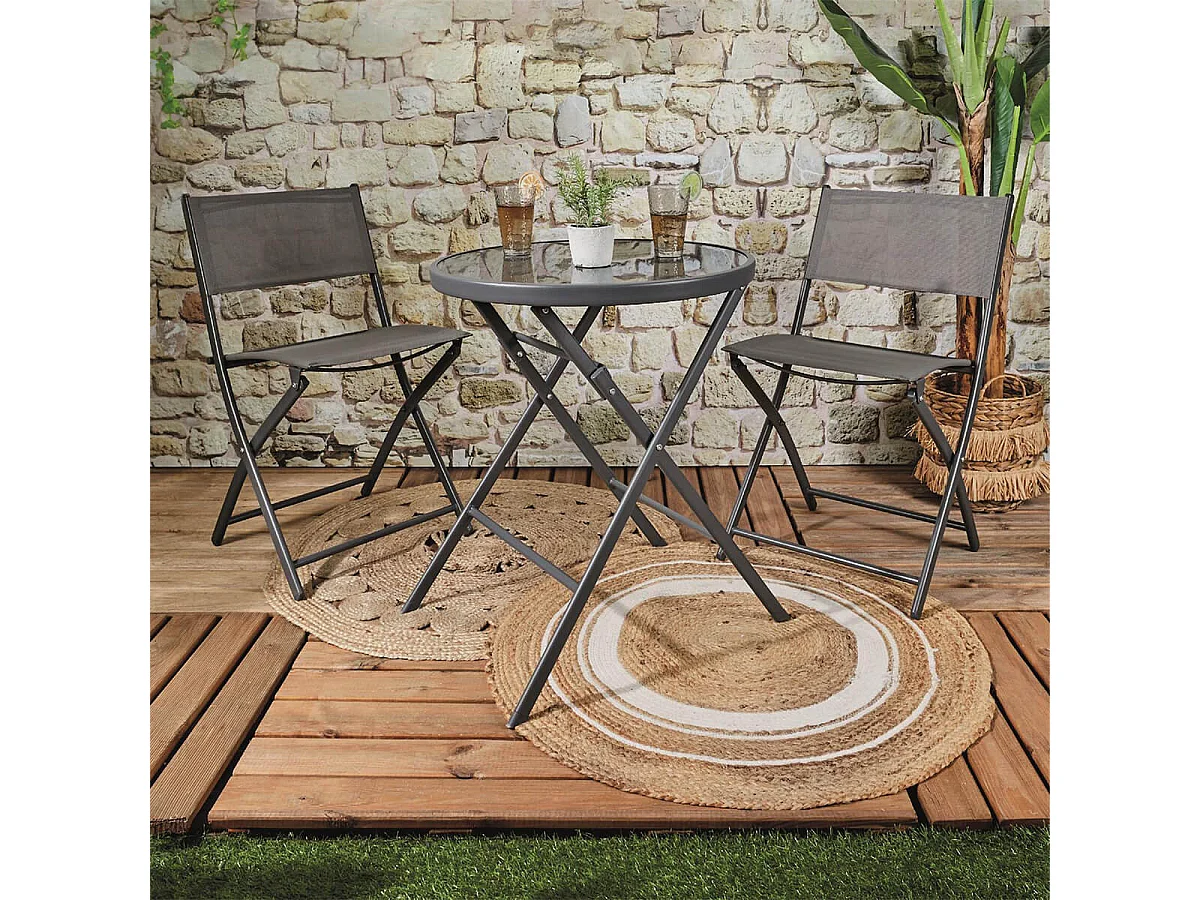 SANAE - Lot de 4 Chaises de Jardin Pliantes Grises