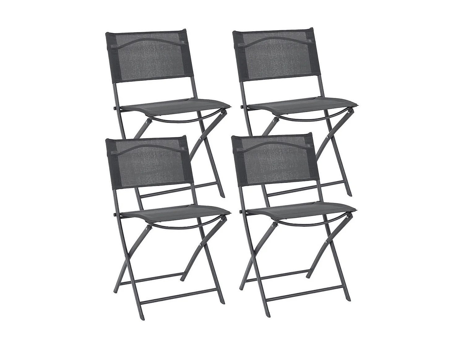SANAE - Lot de 4 Chaises de Jardin Pliantes Grises