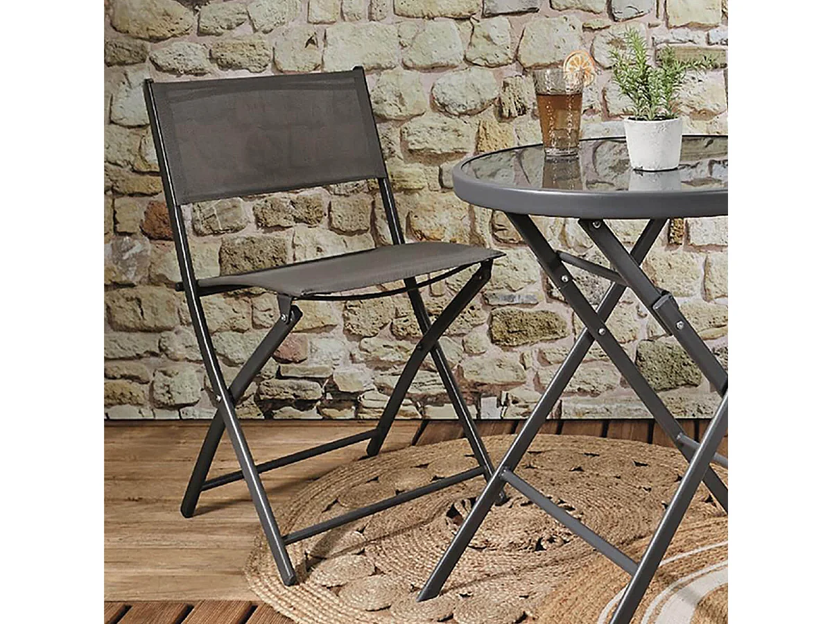 SANAE - Lot de 4 Chaises de Jardin Pliantes Grises