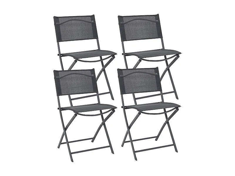 SANAE - Lot de 4 Chaises de Jardin Pliantes Grises