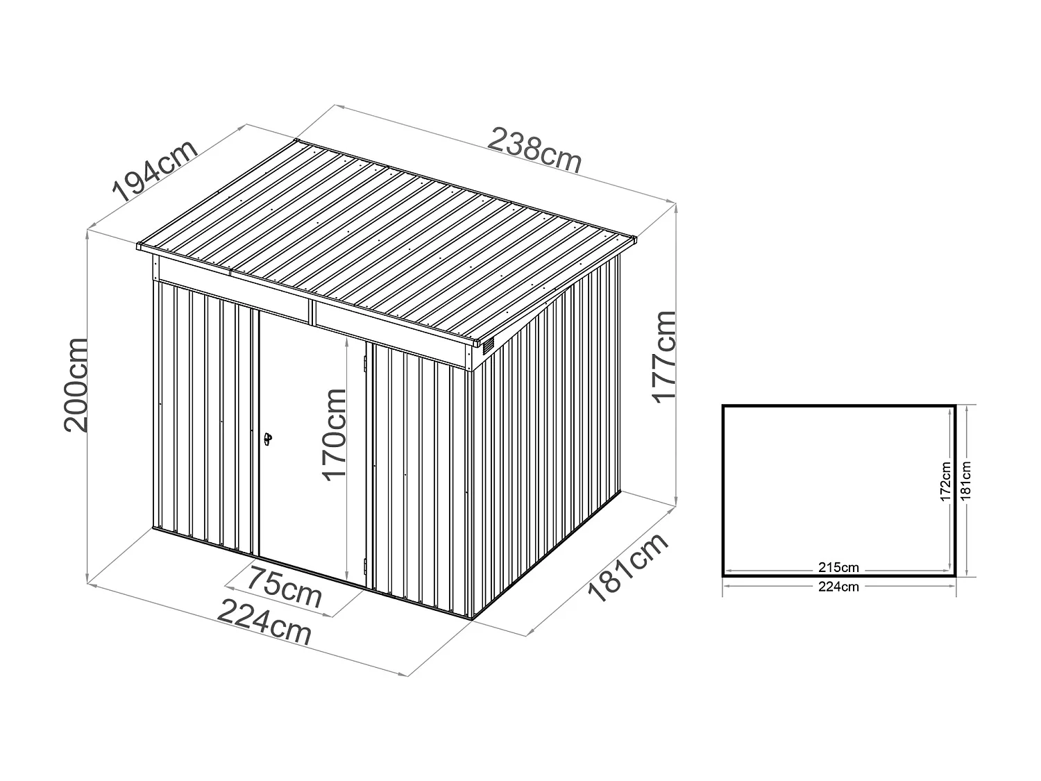 Schowek ogrodowy z metalu/ocynkowanej stali antracytowy 4,6 m² - CLAFTON