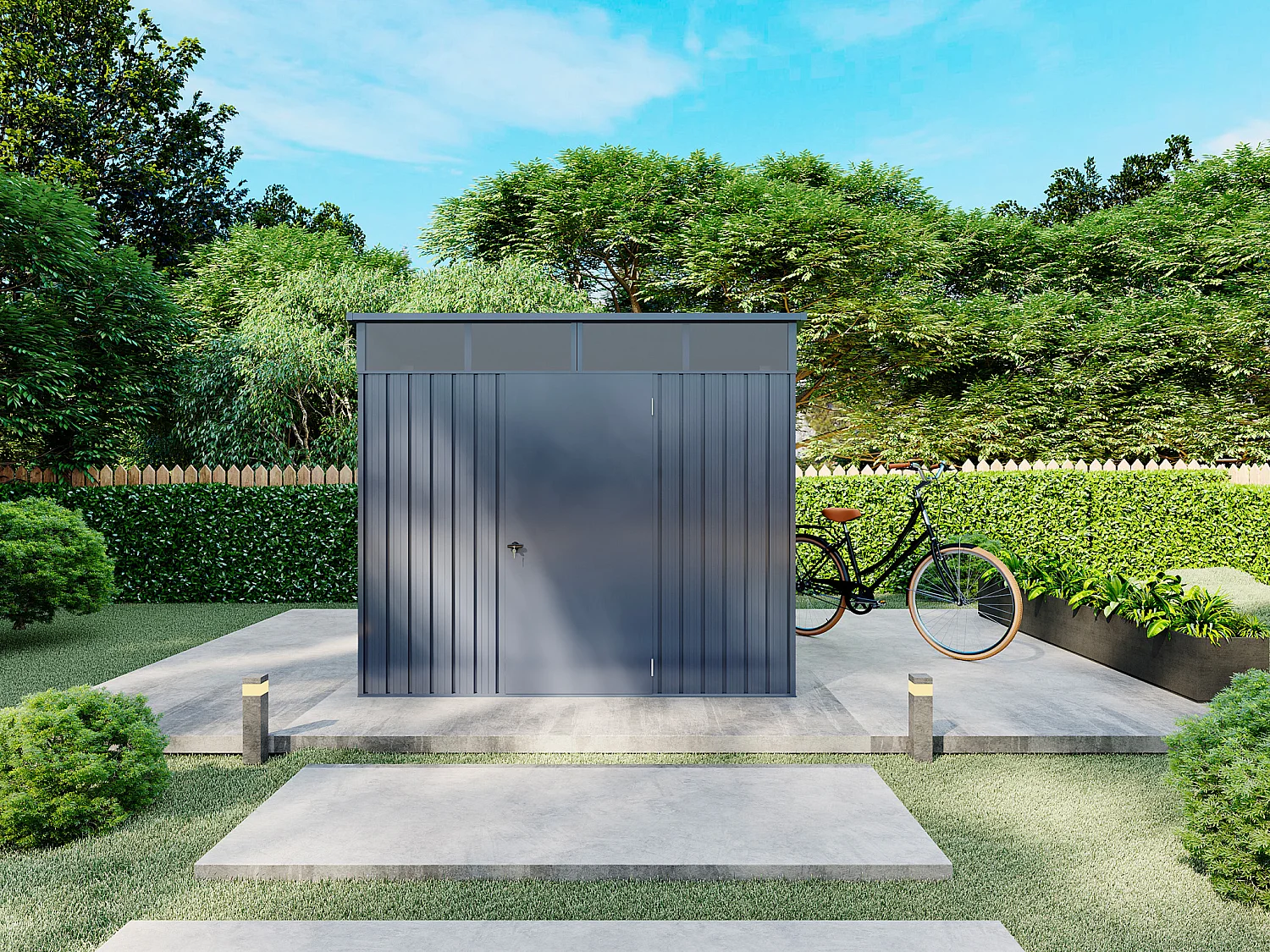 Abri de jardin métal en acier galvanisé - 0,4 mm - gris anthracite 4,6 m² - CLAFTON