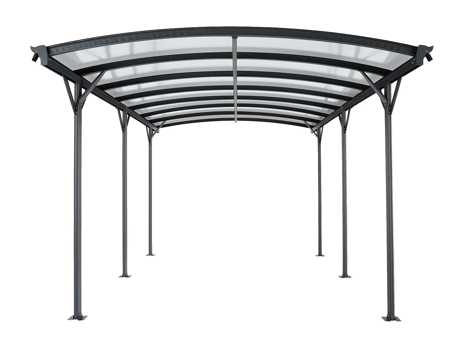 Cochera de aluminio autoportante para coche - 1 coche - 15,15 m² - Gris antracita - BARESA