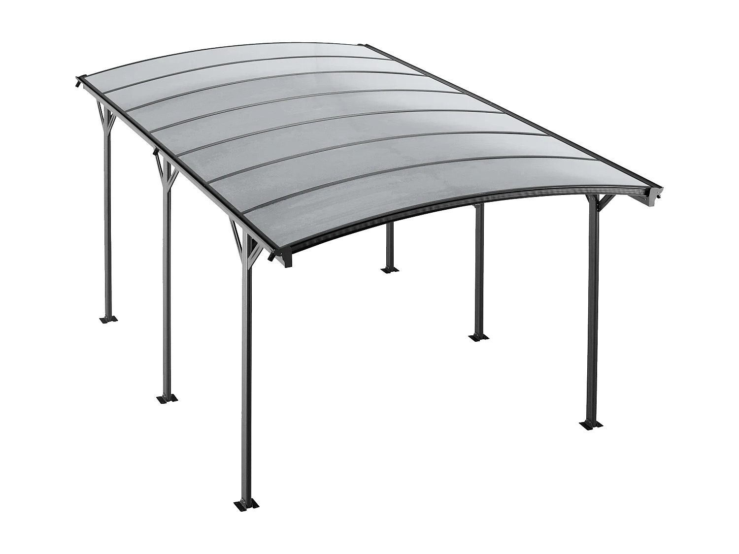 Cochera de aluminio autoportante para coche - 1 coche - 15,15 m² - Gris antracita - BARESA