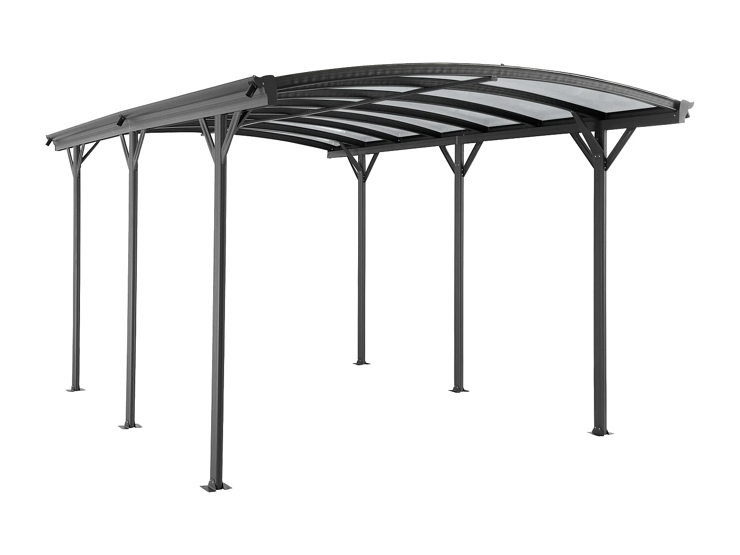 Carport pergola simple autoportant en aluminium - 1 voiture - 15,15 m² - Gris anthracite - BARESA