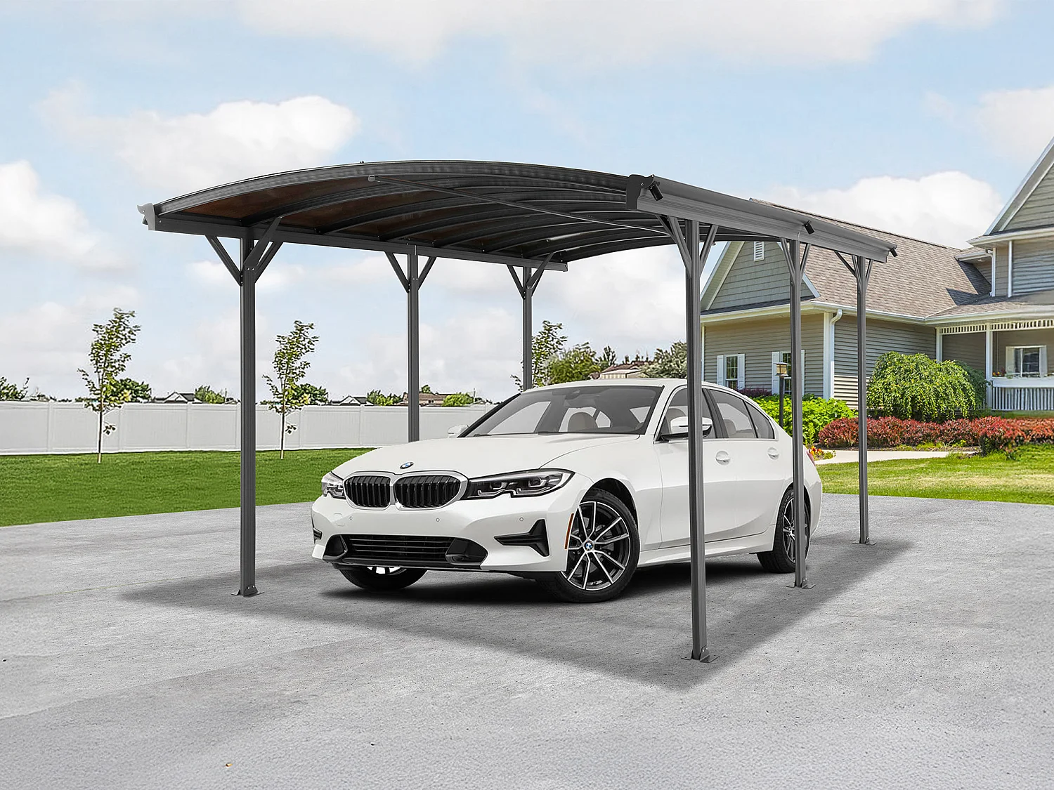 Estensione per tettoia pergola autoportante in alluminio per 1 auto L505xH239 cm 15,15 m² Antracite - BARESA