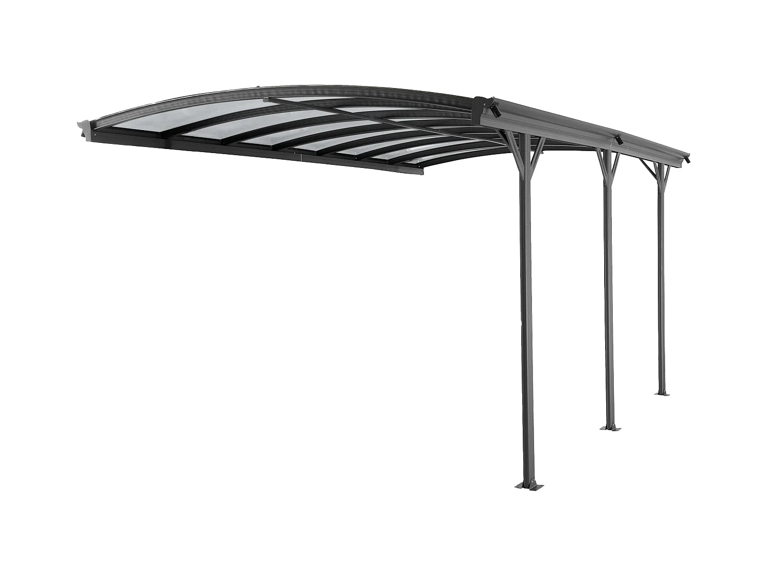 Uitbouw voor zelfdragende carport pergola van aluminium - 1 auto - L505 x H239 cm - 15,15 m² - Antracietgrijs - BARESA