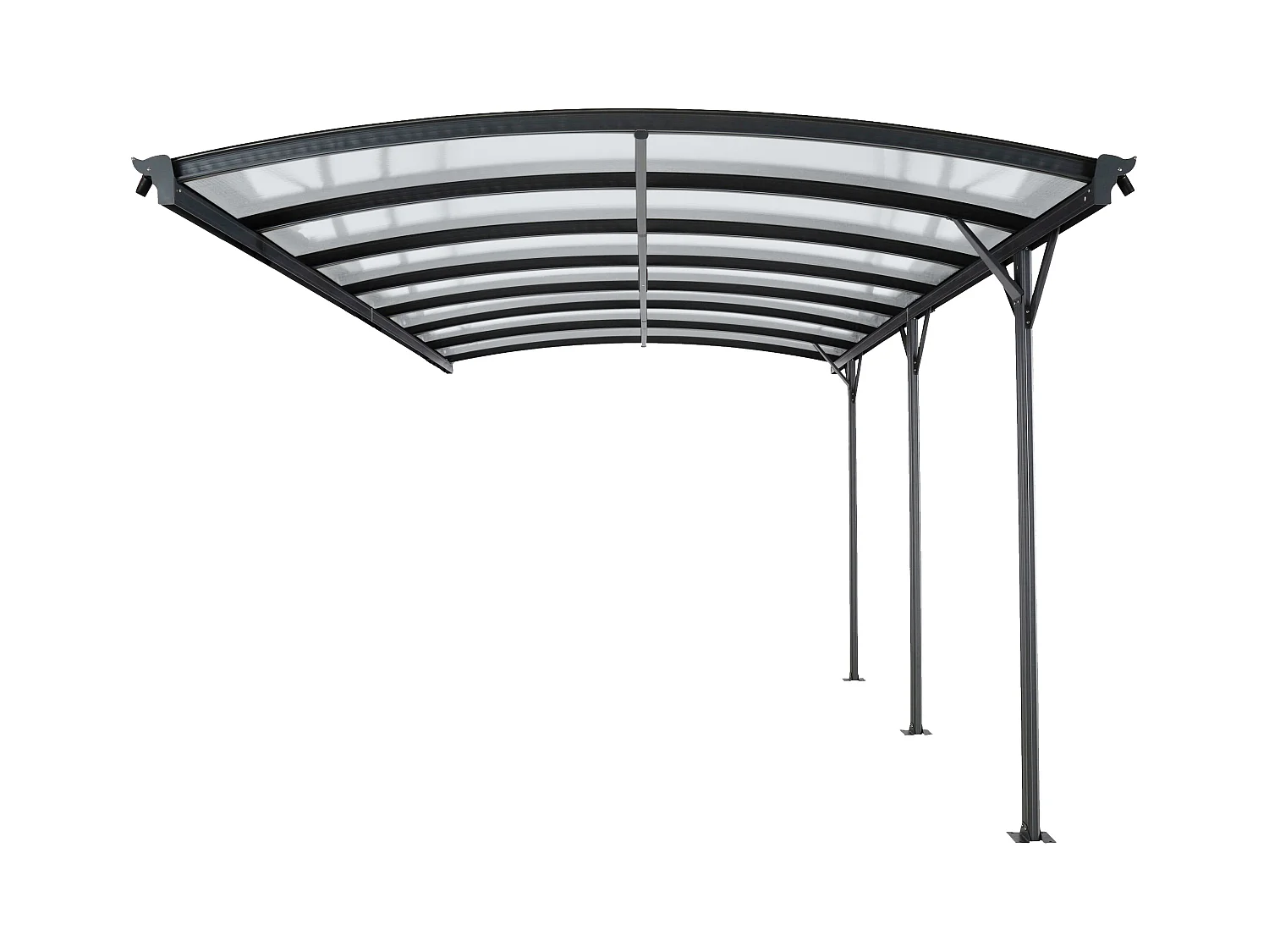 Uitbouw voor zelfdragende carport pergola van aluminium - 1 auto - L505 x H239 cm - 15,15 m² - Antracietgrijs - BARESA