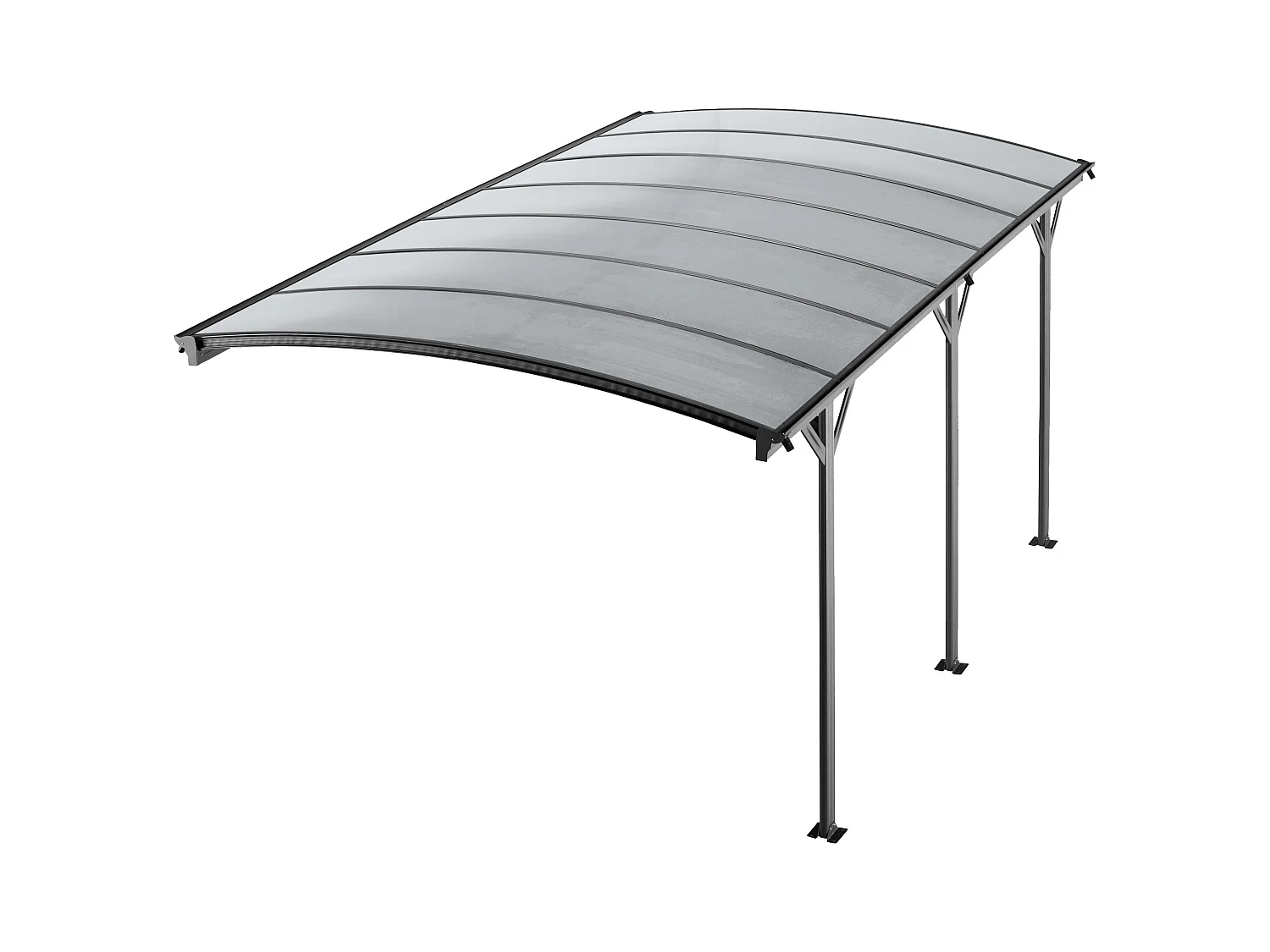 Uitbouw voor zelfdragende carport pergola van aluminium - 1 auto - L505 x H239 cm - 15,15 m² - Antracietgrijs - BARESA