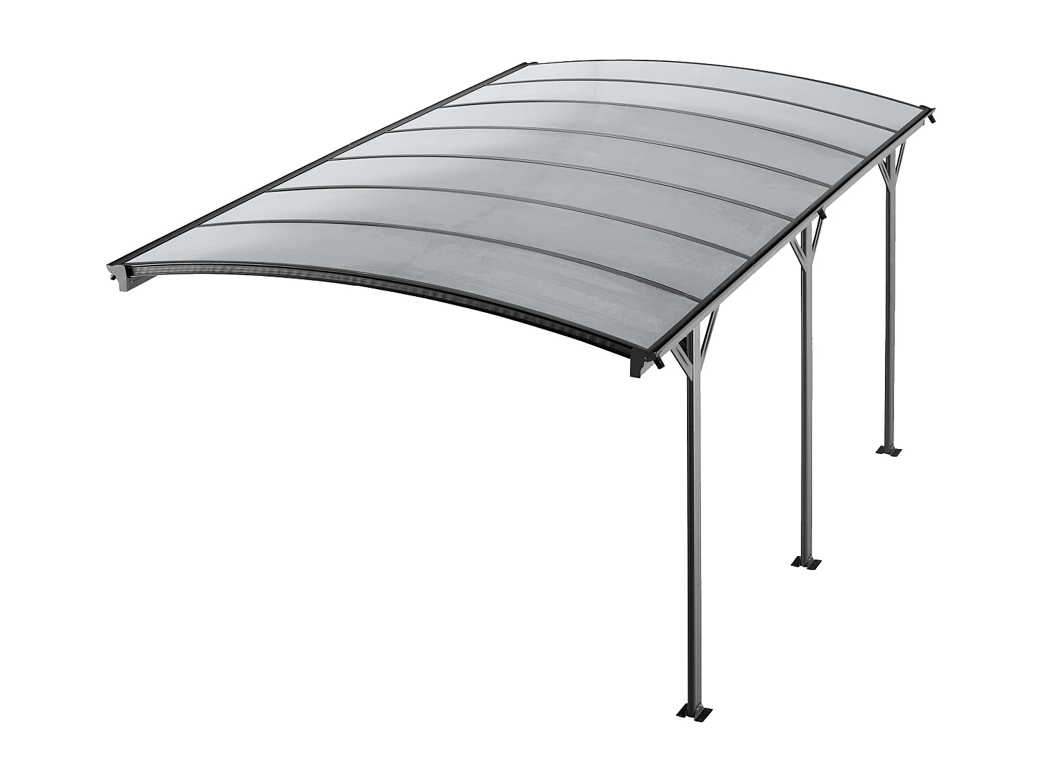 Extension pour carport pergola autoportant en aluminium - 1 voiture - L505 x H239 cm - 15,15 m² - Gris anthracite - BARESA